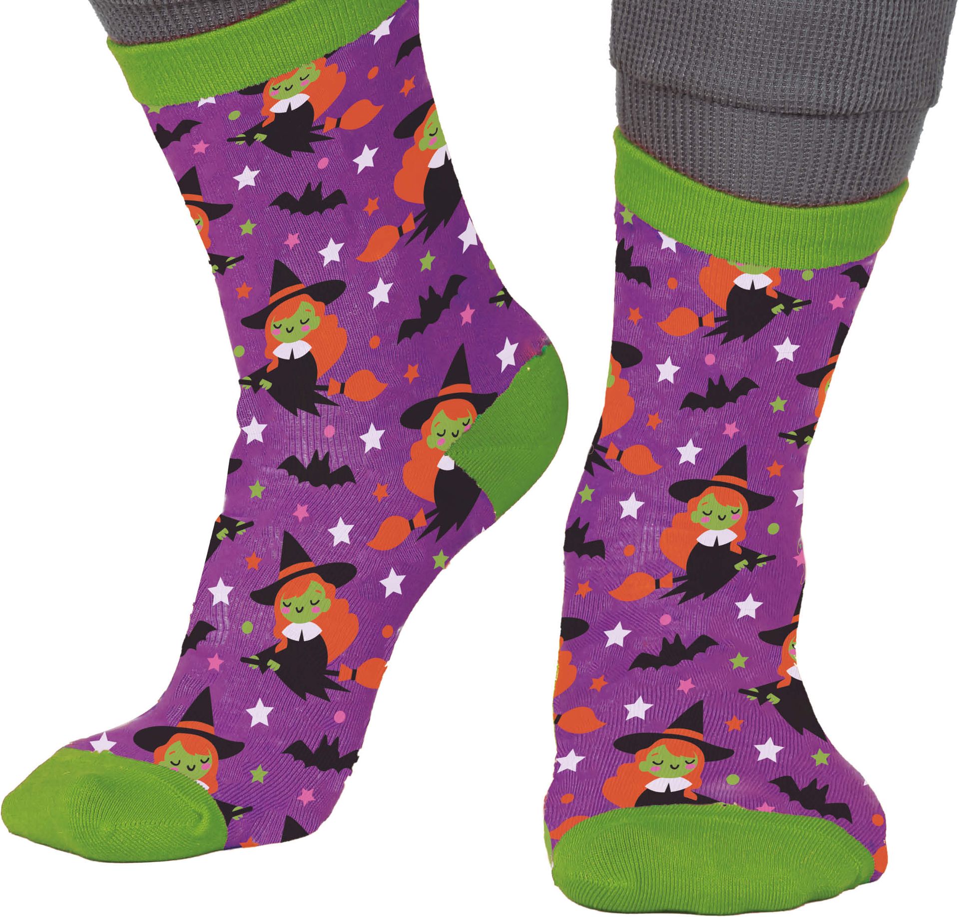 Heksen Sokken Halloween Volwassenen Paars Groen