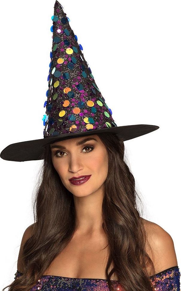 Heksenhoed met Kleurrijke Pailletten