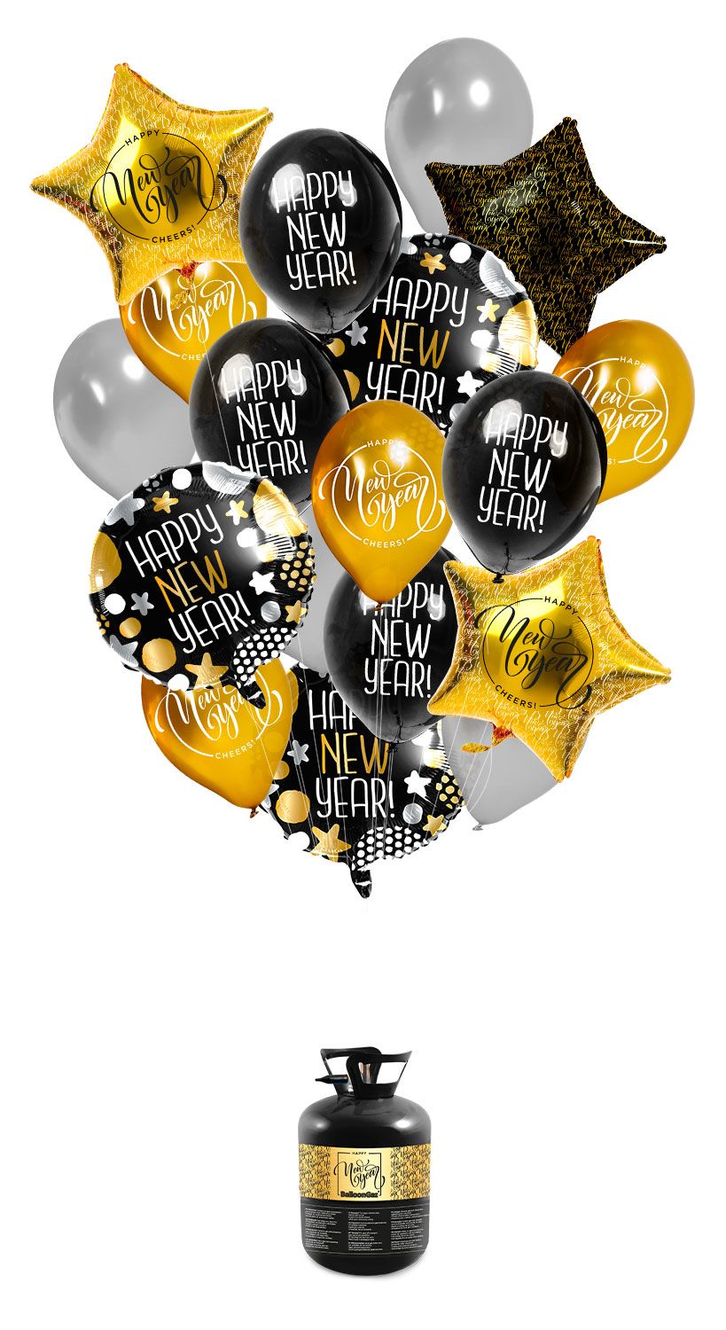Heliumtank met happy new year ballonnen