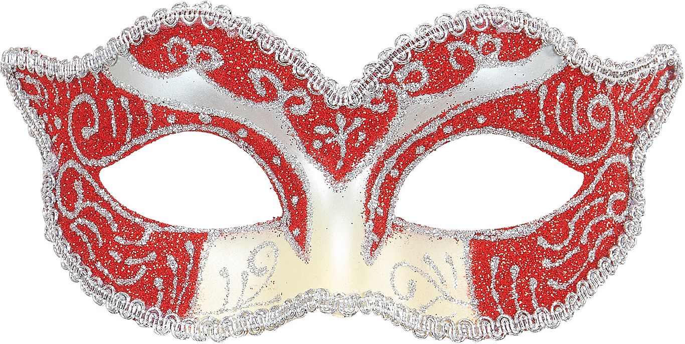 Hertogin Oogmasker met Zilver-Rode Glitters