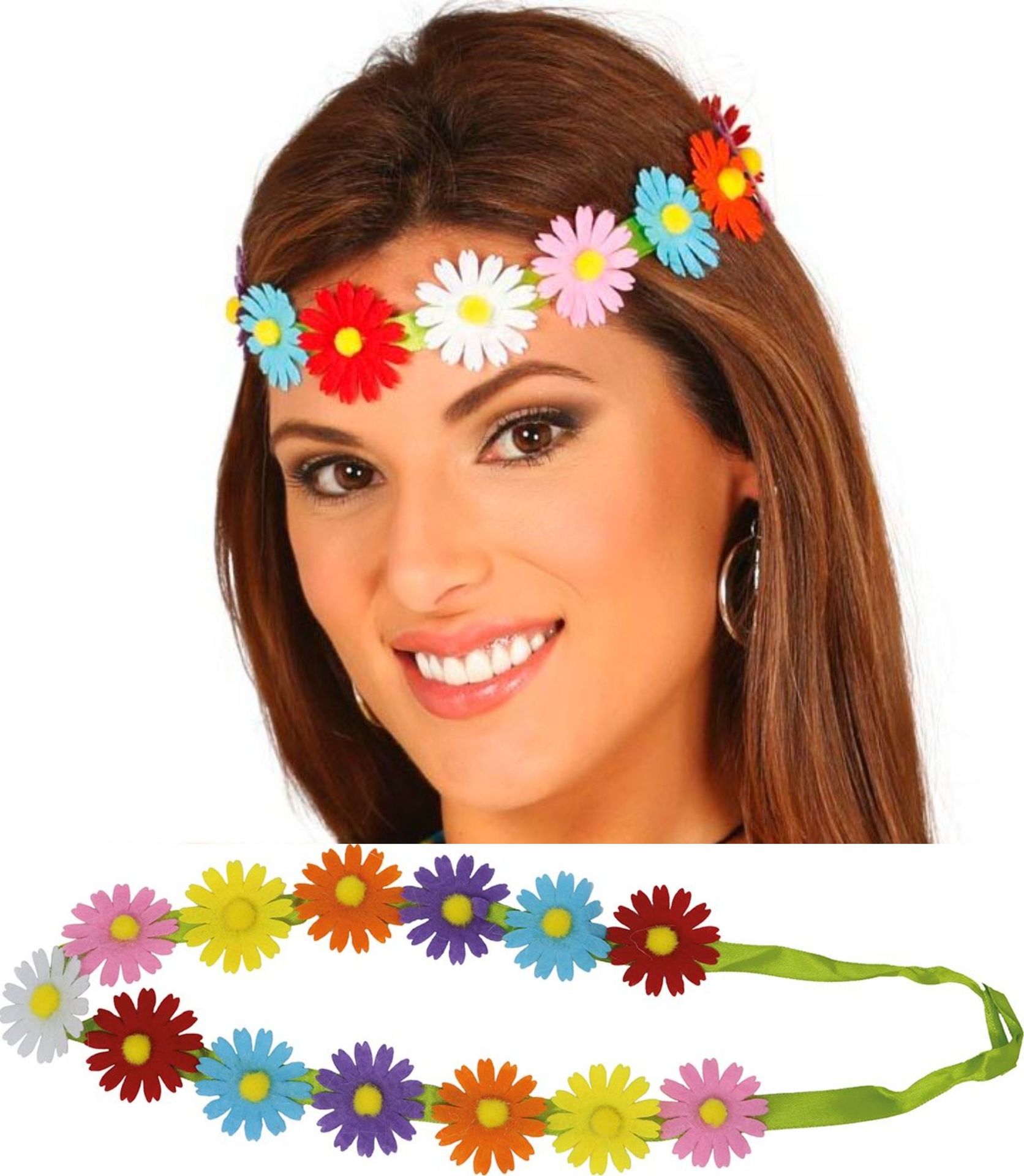 Hippie Bloemen Hoofdband Gekleurd