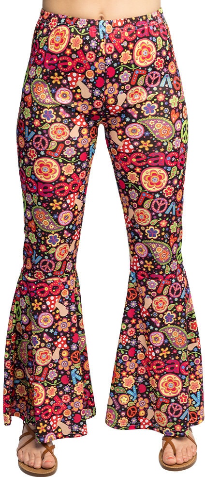 Hippie Flarebroek Dames 70s Flower Power