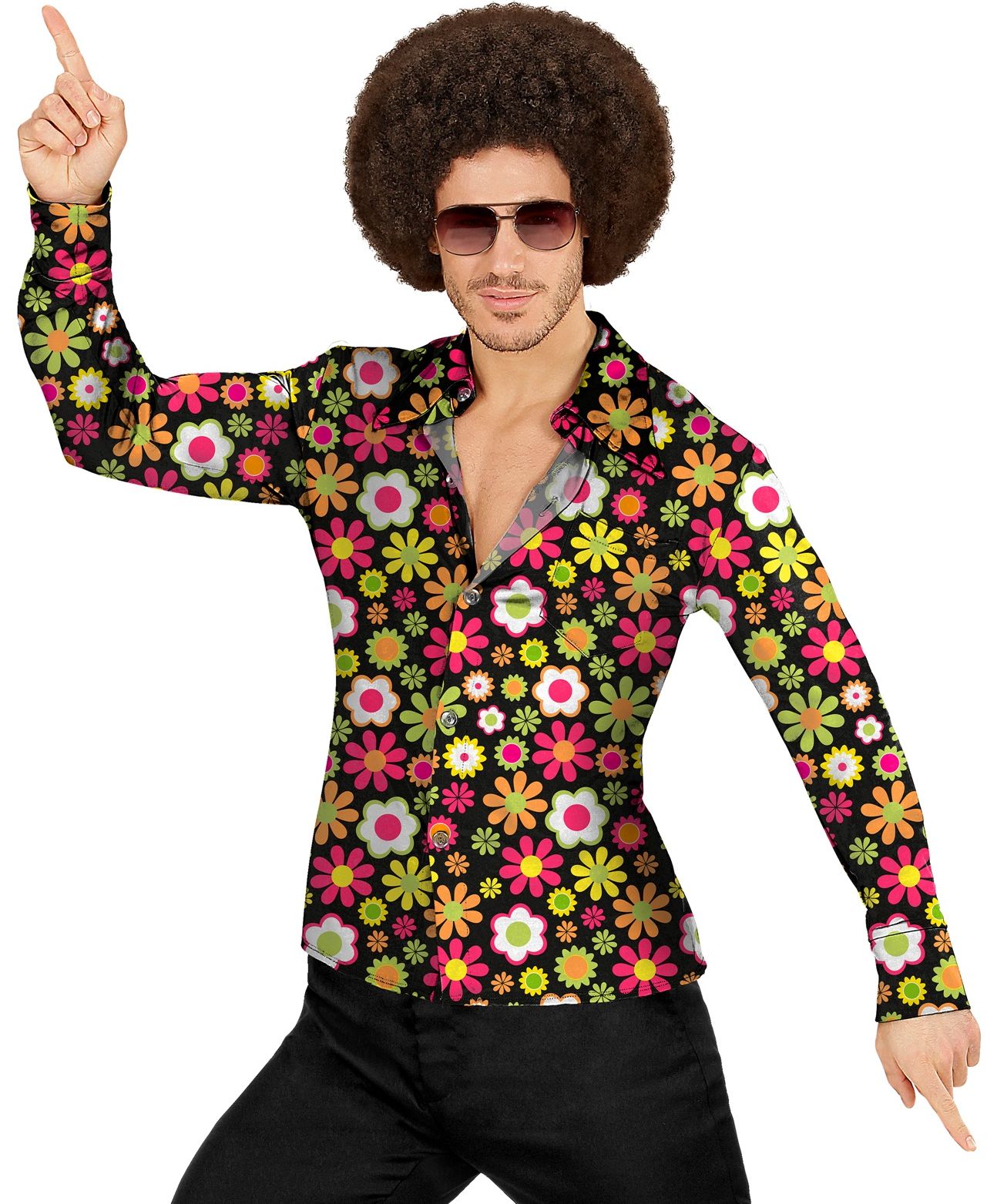 Hippie flowers 60s shirt heren