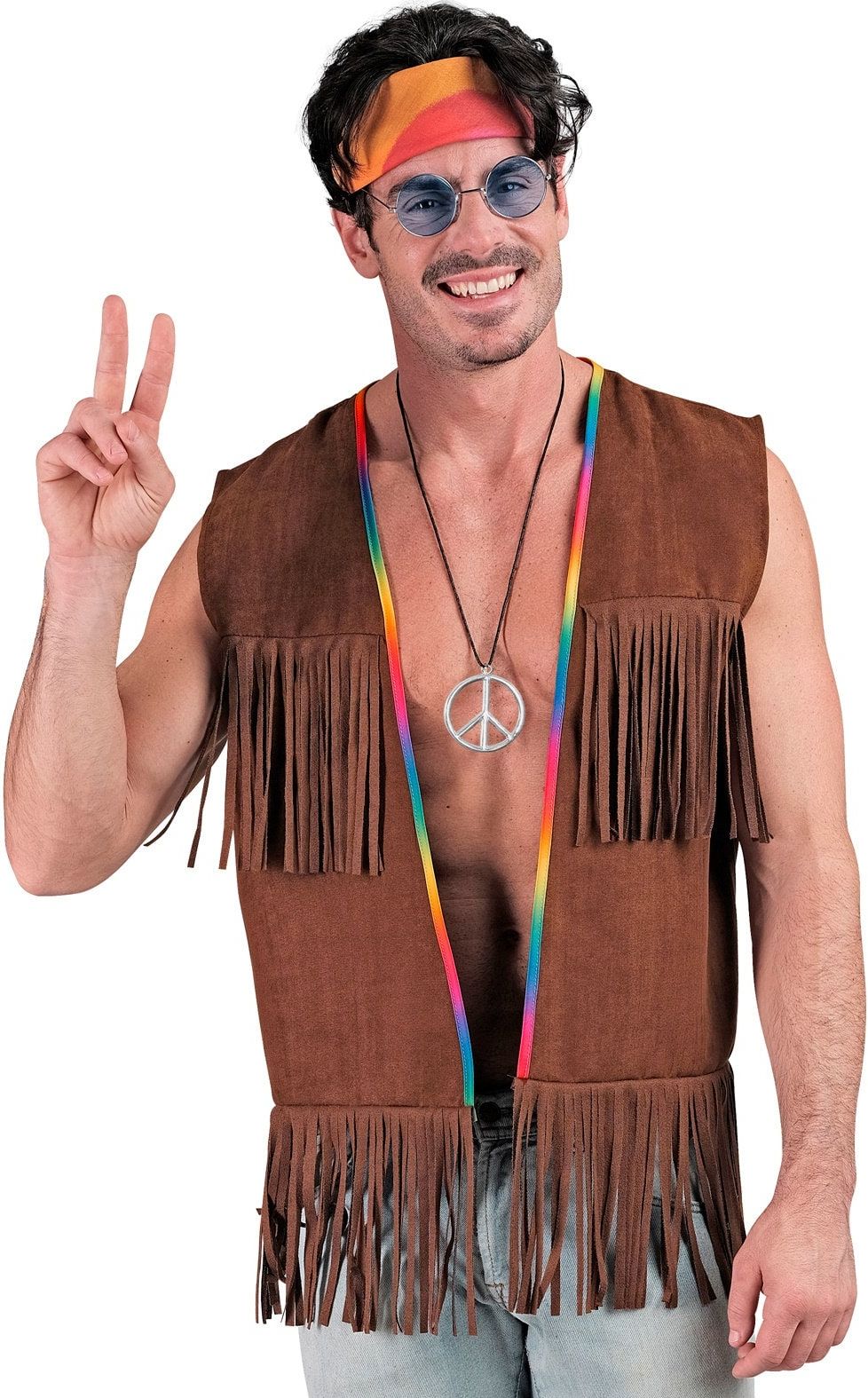 Hippie Gilet Jaren 60 Bruin Heren