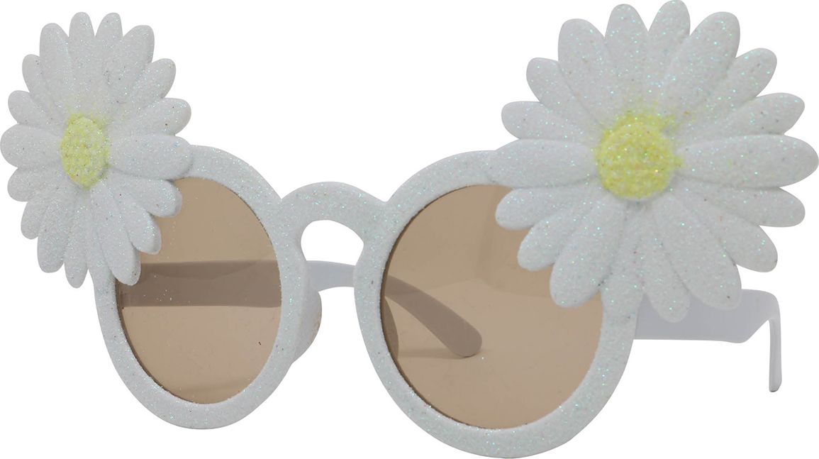 Hippie Glitterbril met Margrietjes