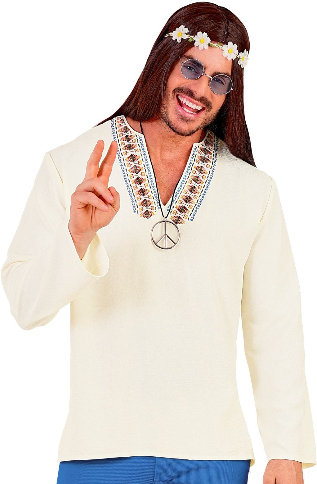 Hippie Overhemd 60s Wit Heren