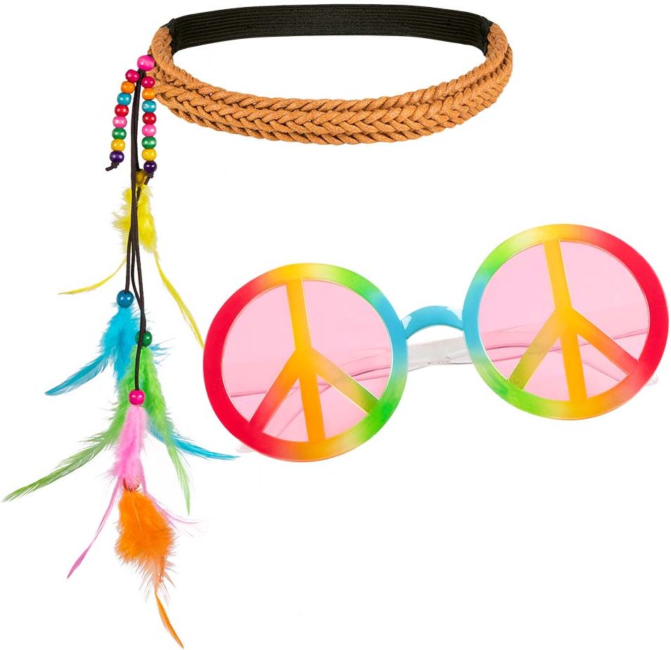 Hippie veren hoofdband en bril