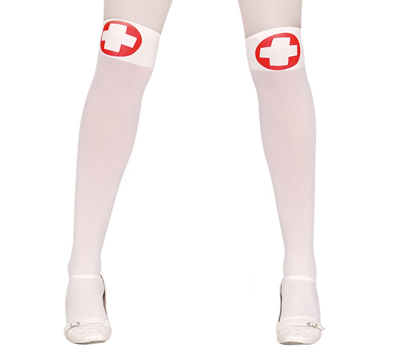 Hoge verpleegster sokken met rood kruis