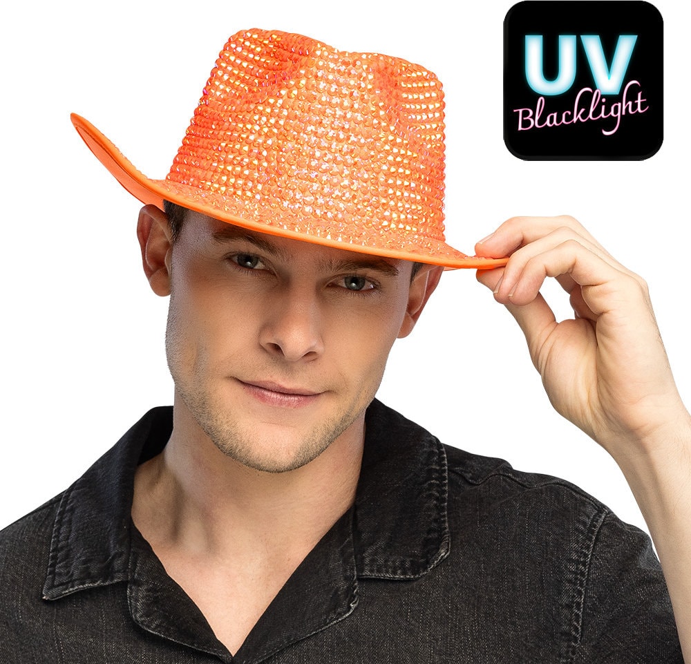 Holland Oranje Cowboyhoed met Pailletten