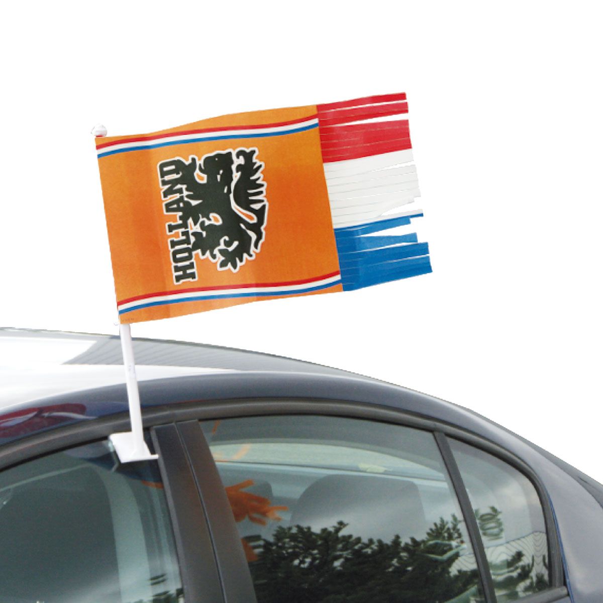 Holland supporter autovlag met franjes
