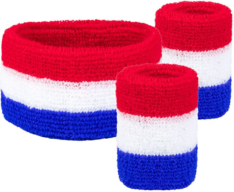 Holland zweetbandjes set rood wit blauw