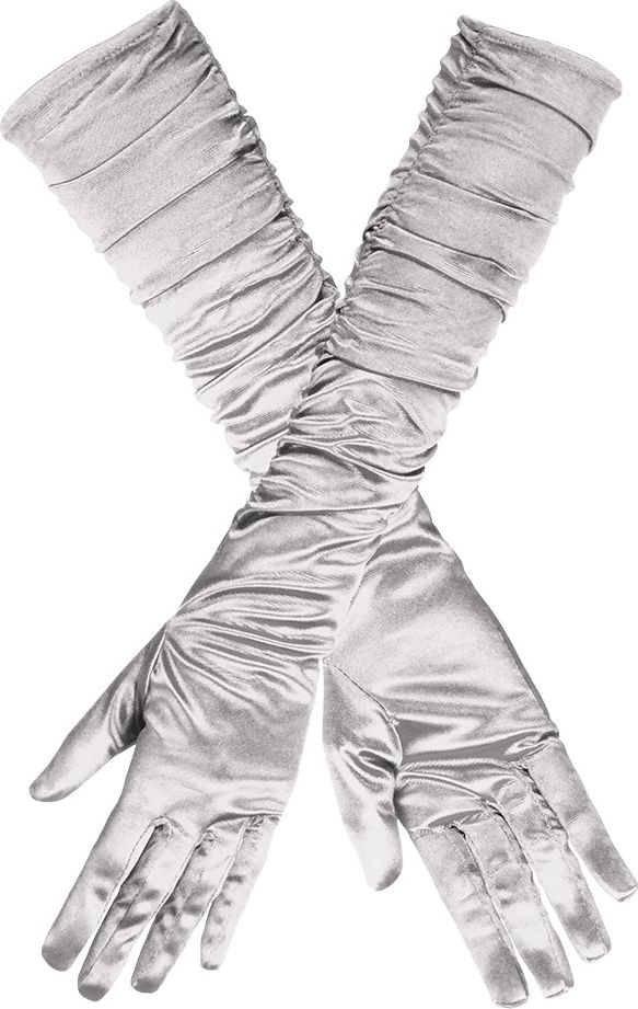 Hollywood lange handschoenen zilver