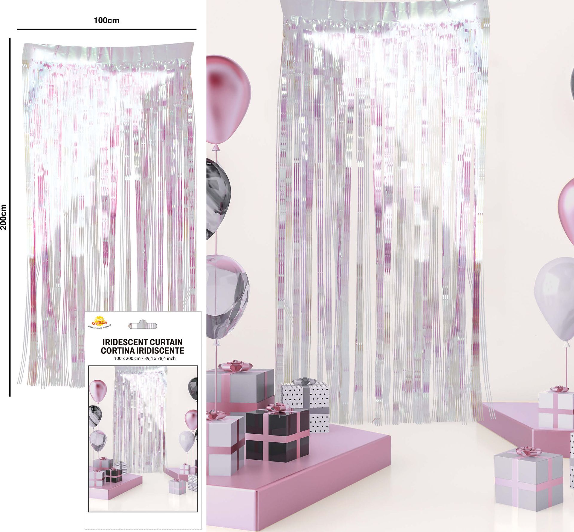 Holografisch Metallic Franje Gordijn