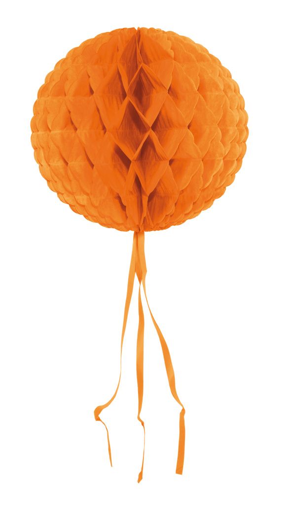 Honingraat bol versiering oranje 30cm