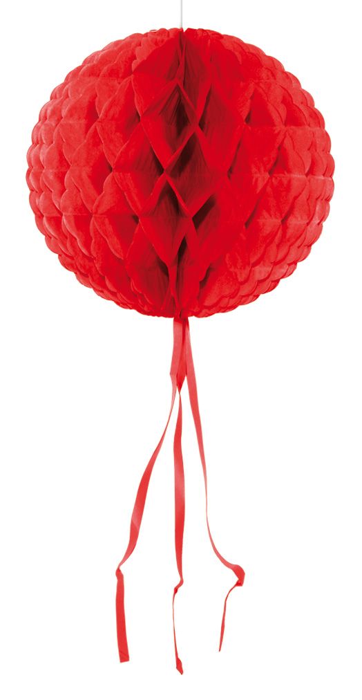 Honingraat Bol Versiering Rood 30cm