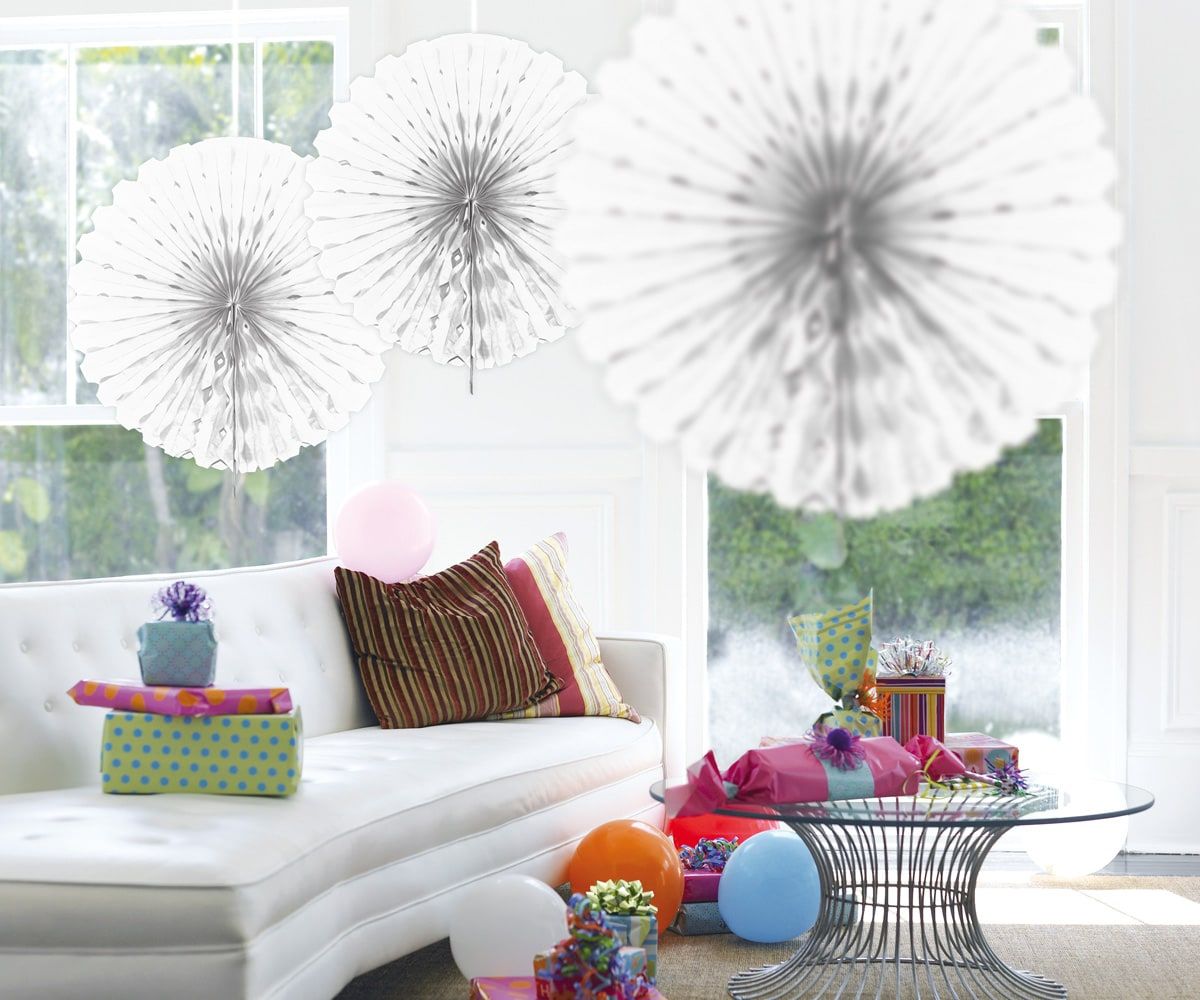 Honingraat Waaier Versiering Wit 45cm