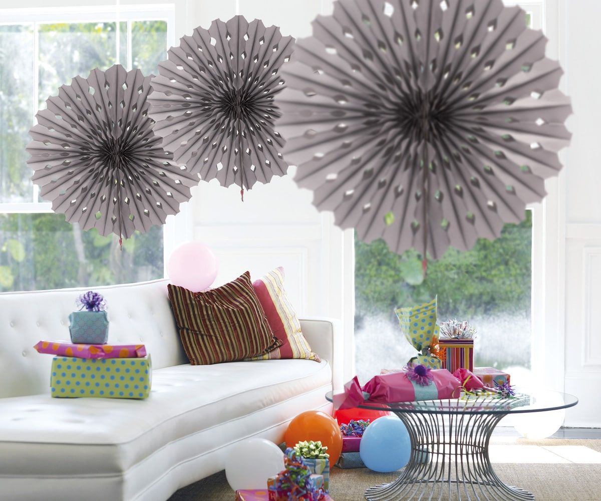 Honingraat Waaier Versiering Zilver 45cm