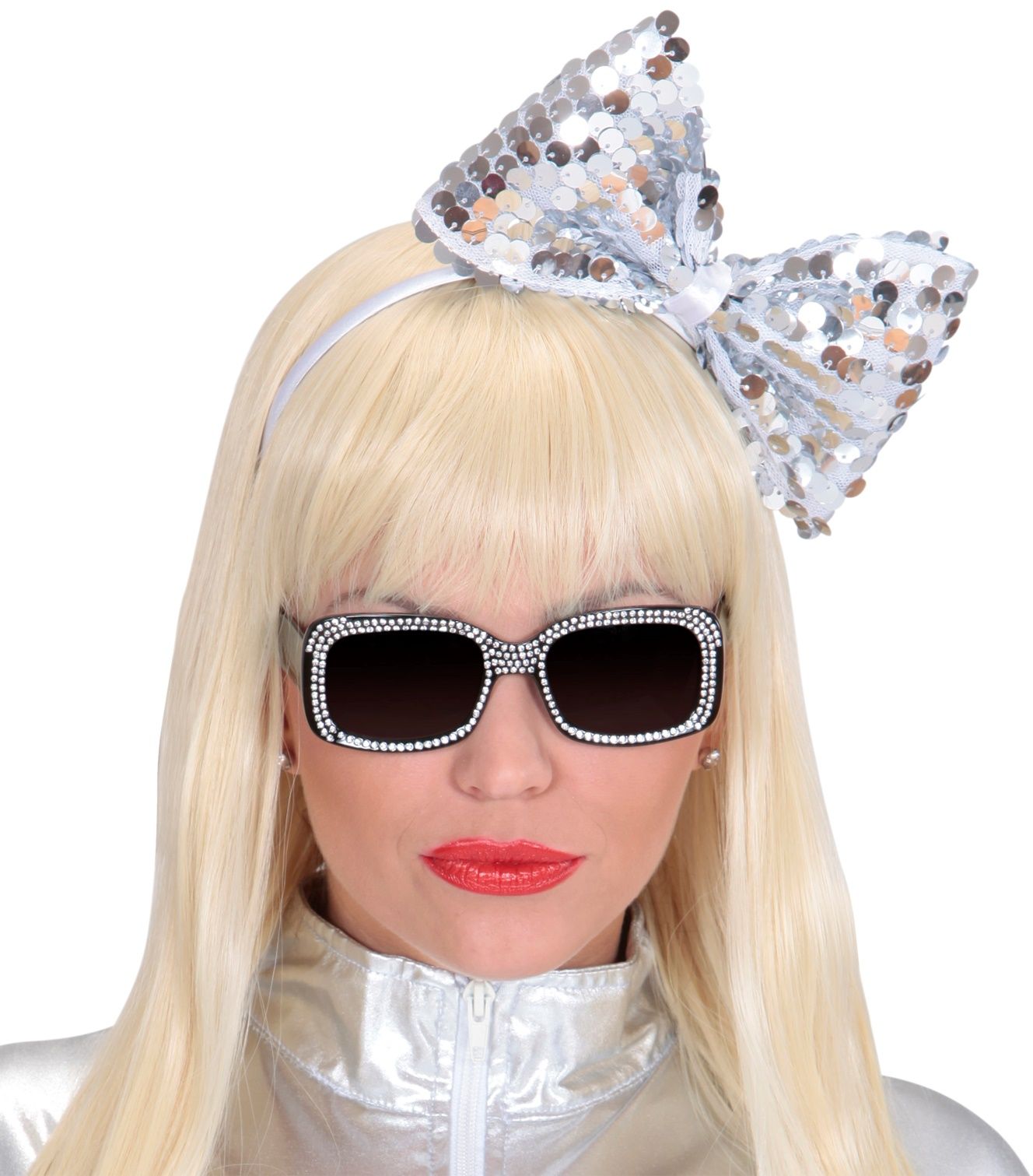 Hoofdband met Zilveren Pailletten Strik