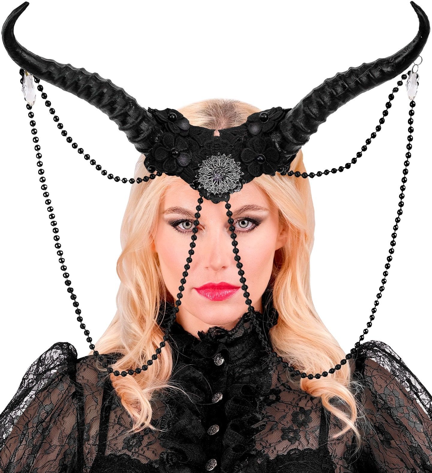 Hoofdband Zwart Duivel met Hoorns