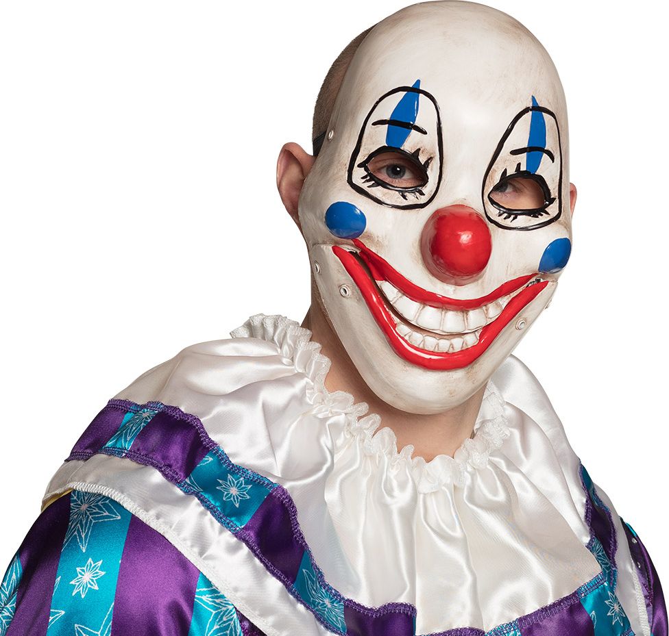 Horror clown gezichtsmasker met beweegbare kaak