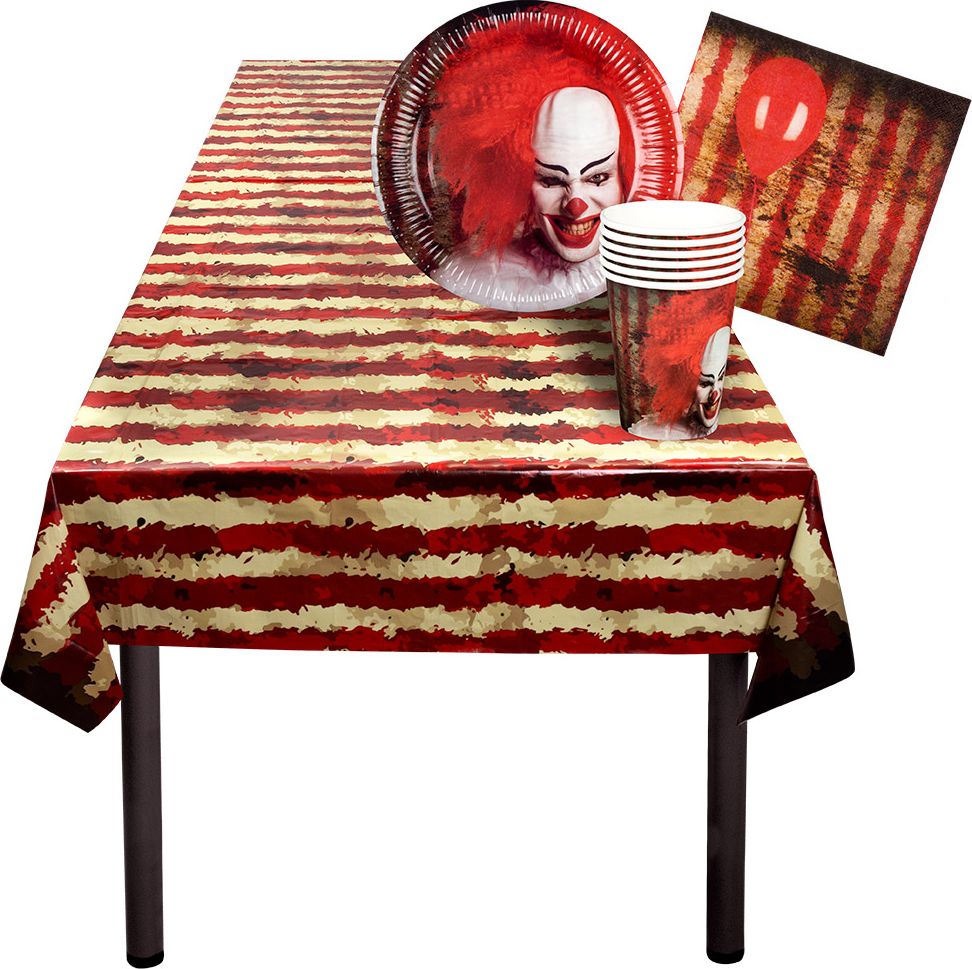 Horror clown halloween party tafelset