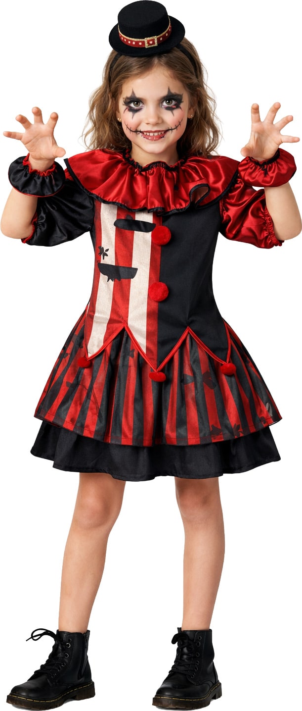 Horror Clown Jurk Meisjes Rood Zwart Halloween