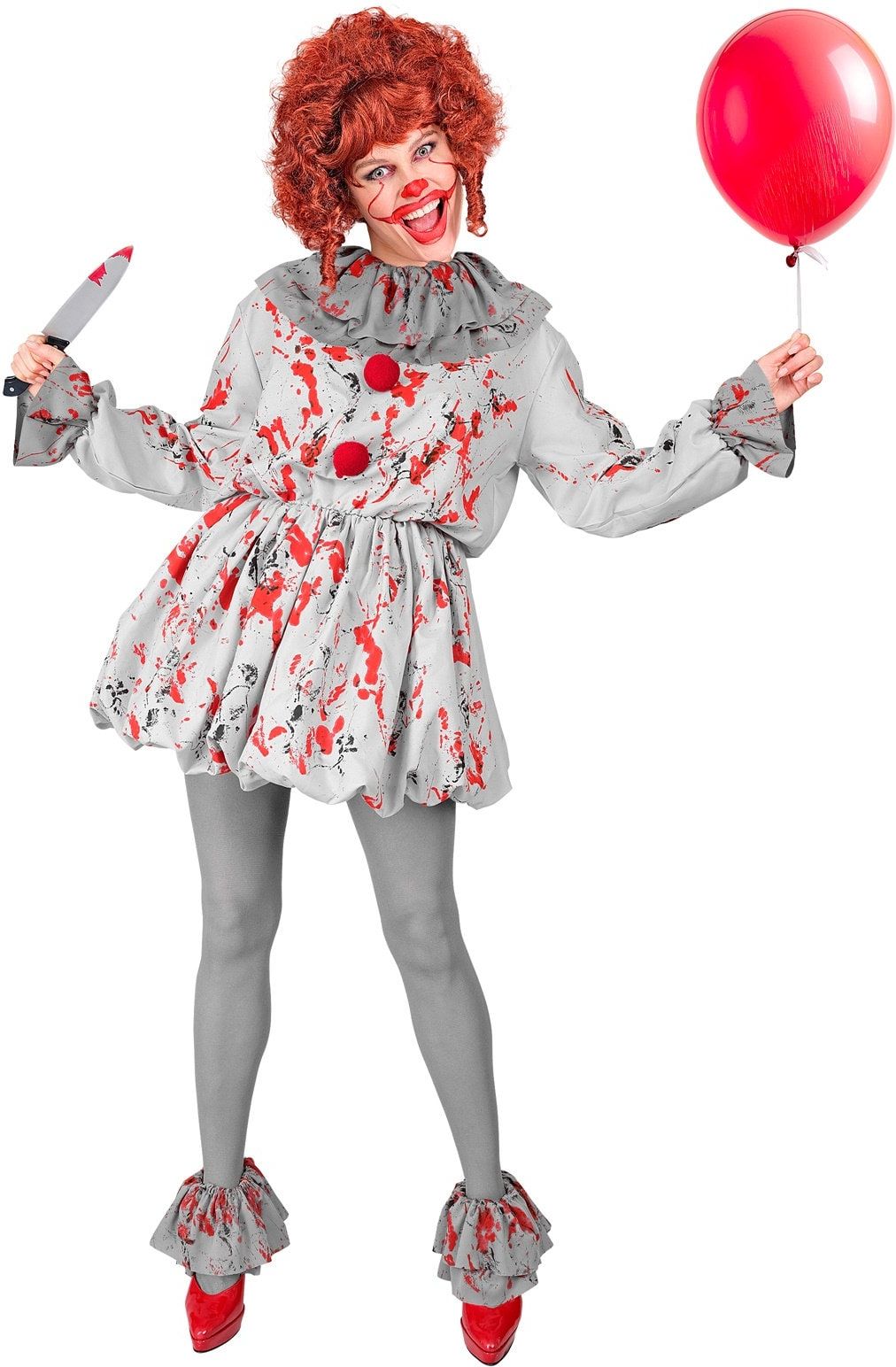 Horror Clown Kostuum Halloween Grijs Dames Heren