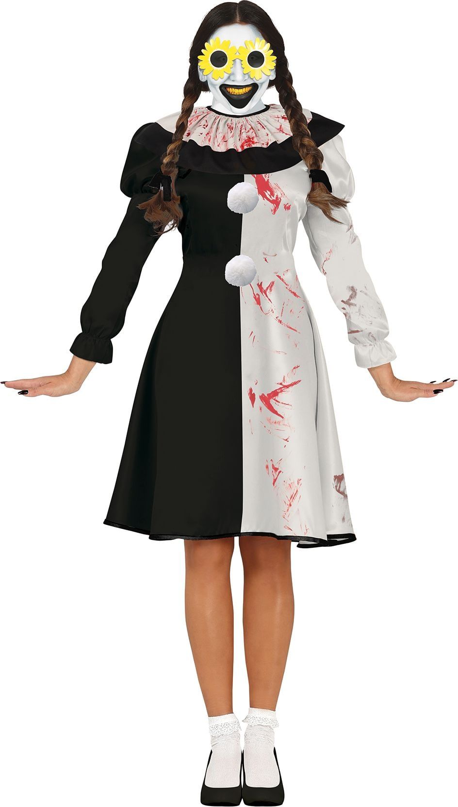 Horror Clown Kostuum Zwart Wit Dames