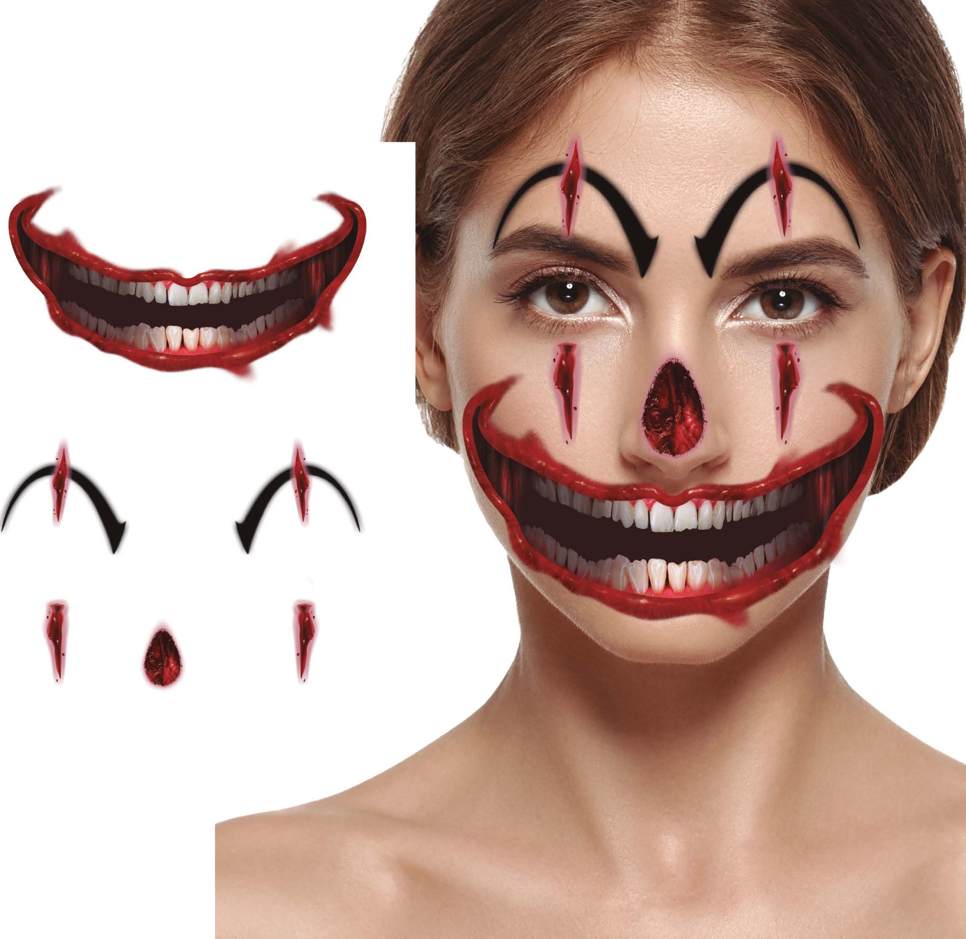 Horror Clownface Gezichtstattoo