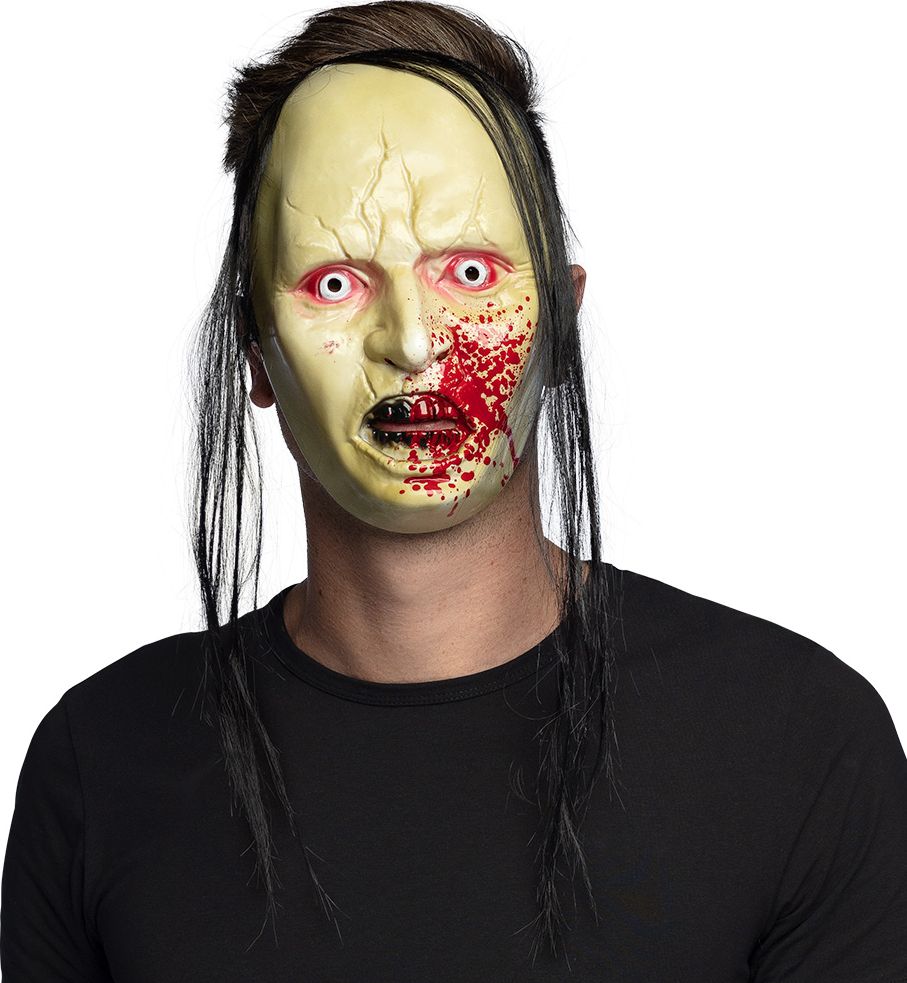 Horror Creep Gezichtsmasker met Haar Halloween