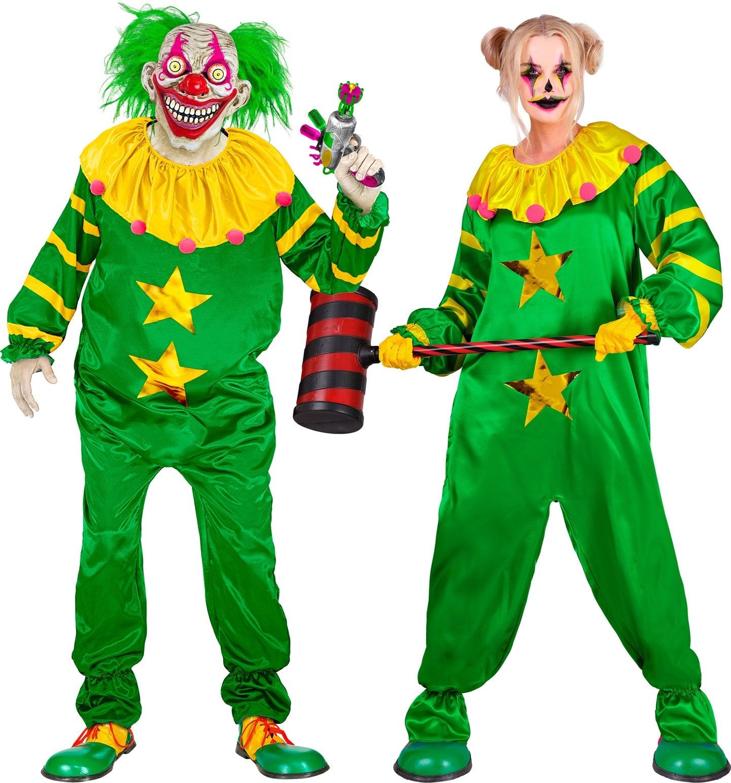 Horror Killer Clown Jumpsuit Groen Dames Heren