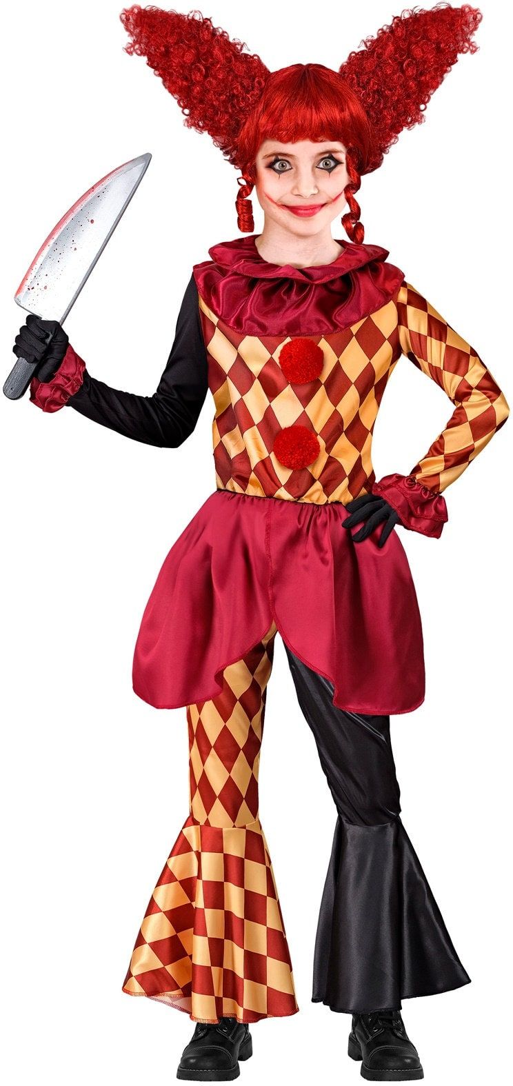 Horror Killer Clown Kostuum Rood Meisjes
