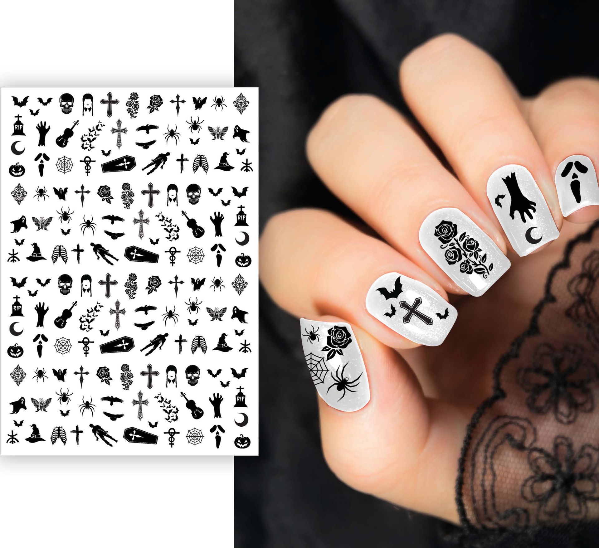 Horror Zwarte Nagelstickers