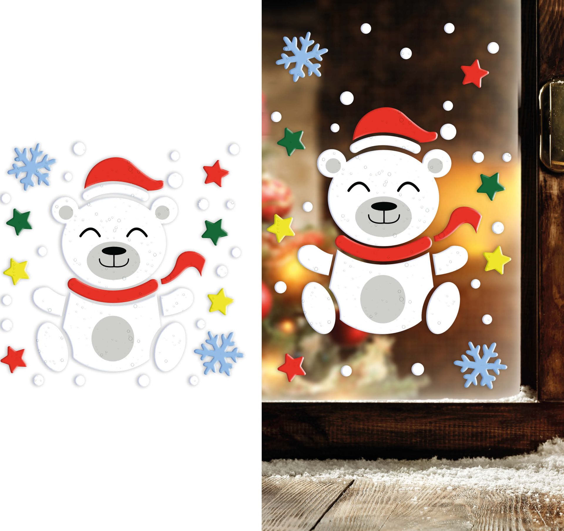 Ijsbeer Gel Raamstickers Kerst
