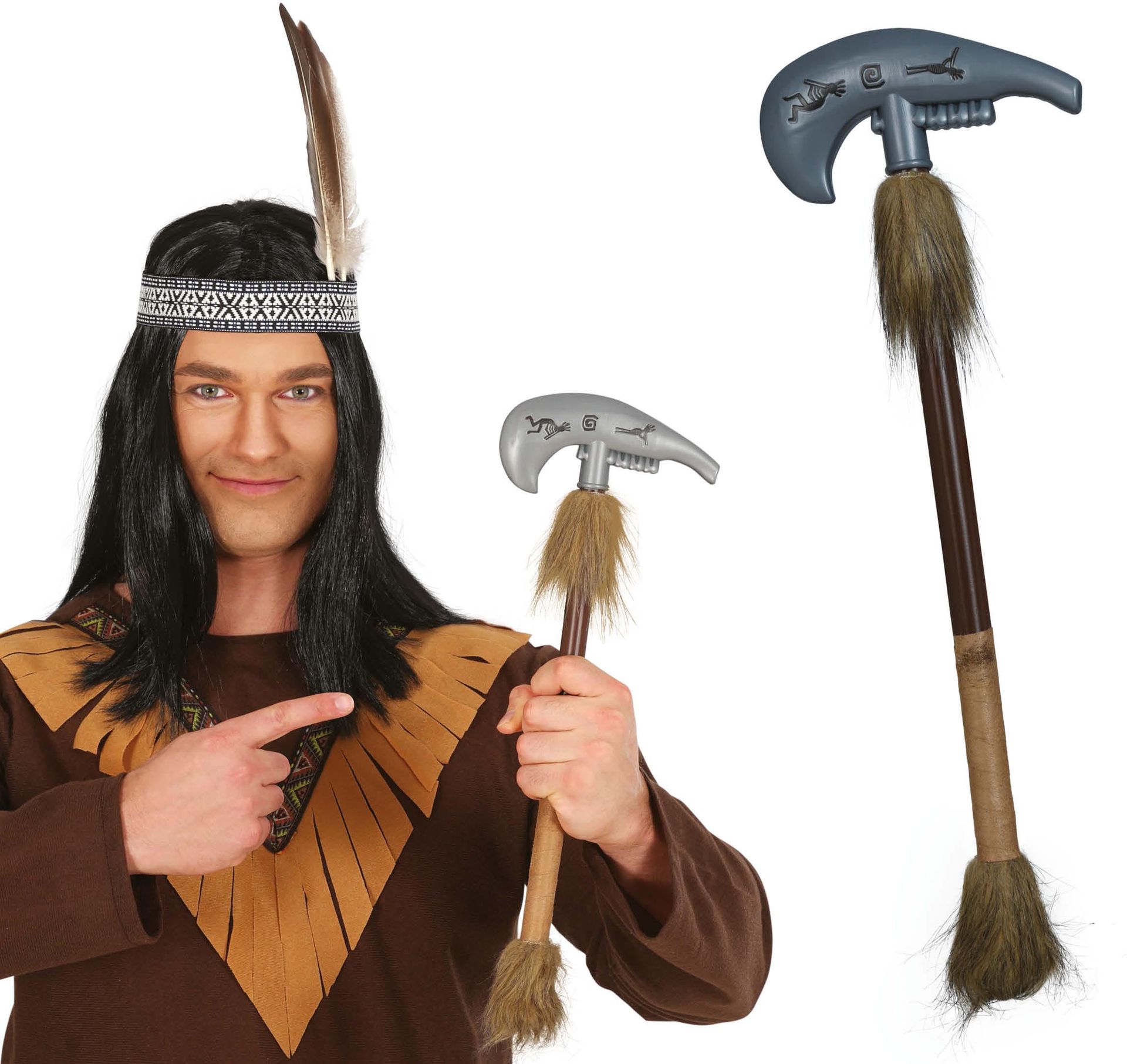 Indianen Bijl met Vacht 43cm