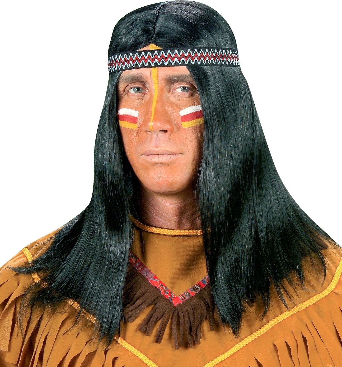 Indianen Pruik met Hoofdband