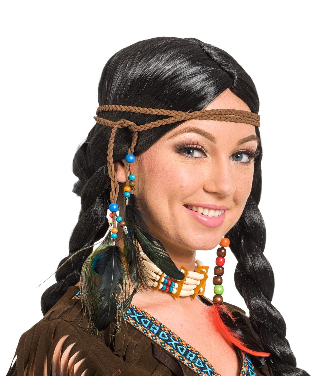 Indianen veren haarband met kralen