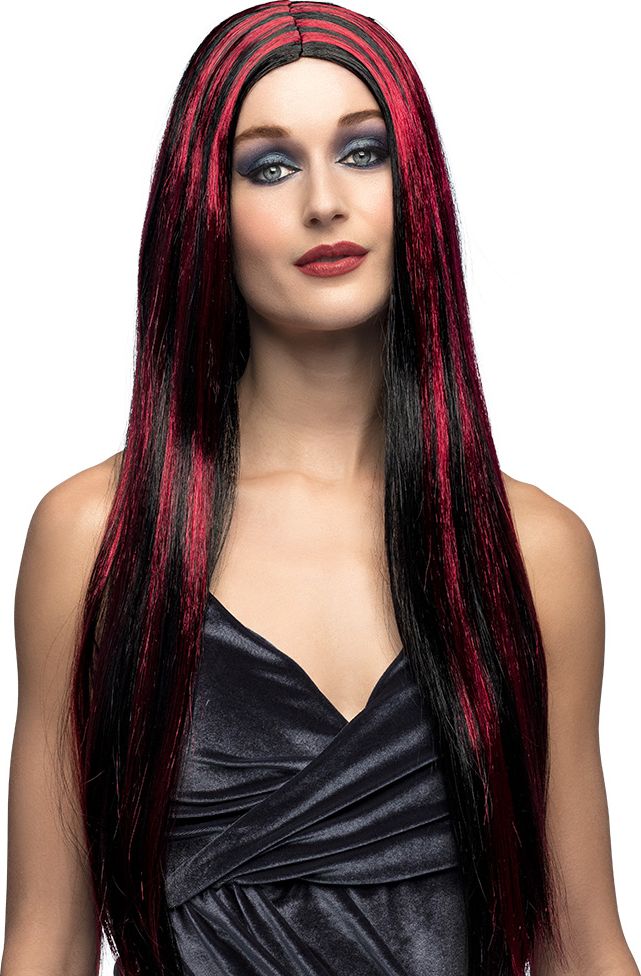 Iona Heksen Pruik Zwart Rood