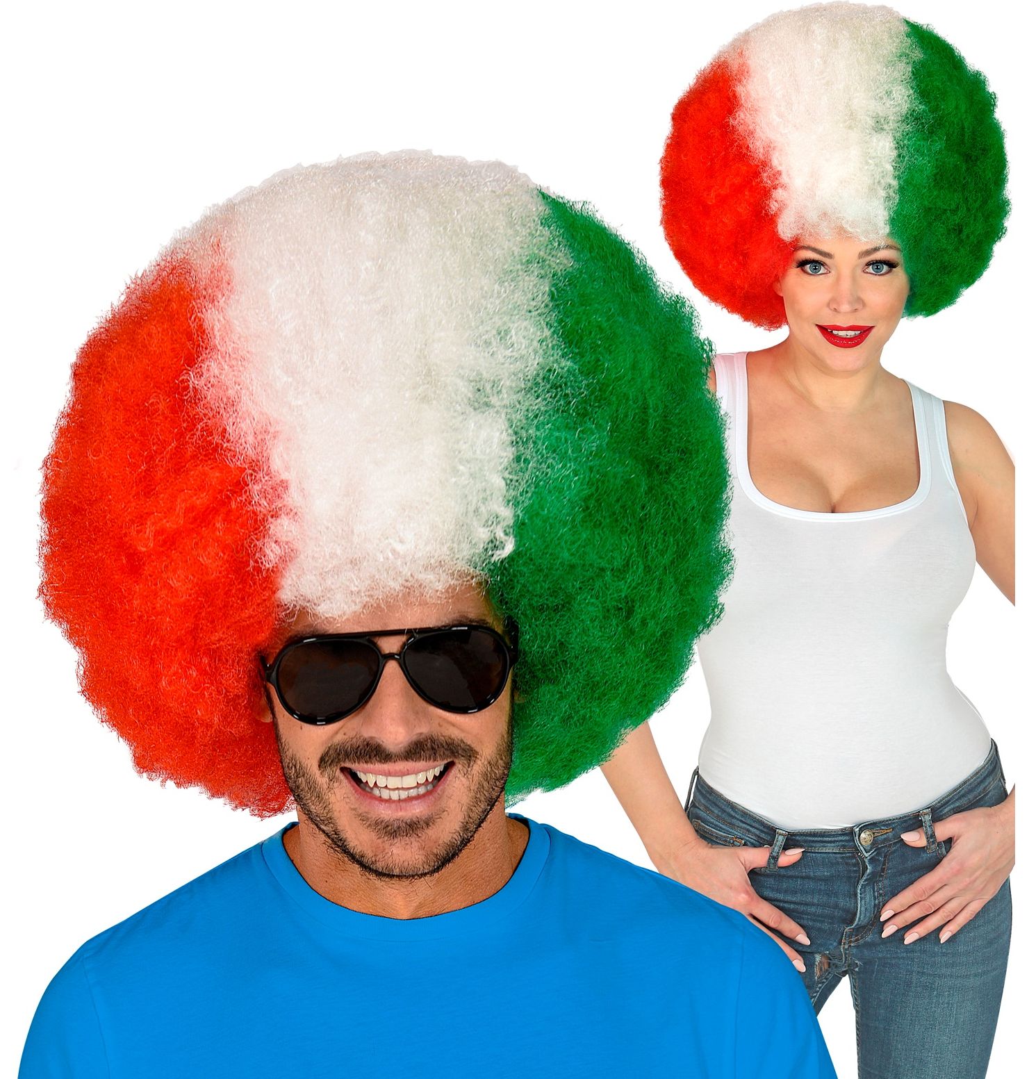 Italiaanse Supporter Afro Pruik