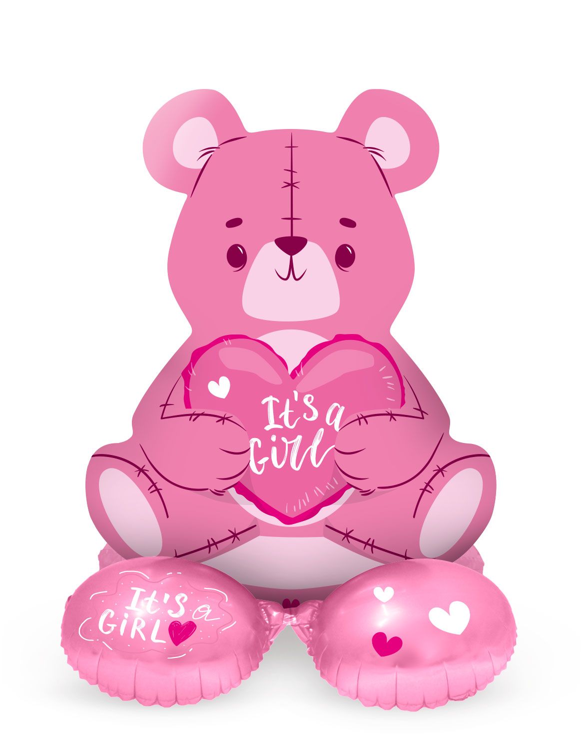 Its a girl staande folieballon roze beer 61cm
