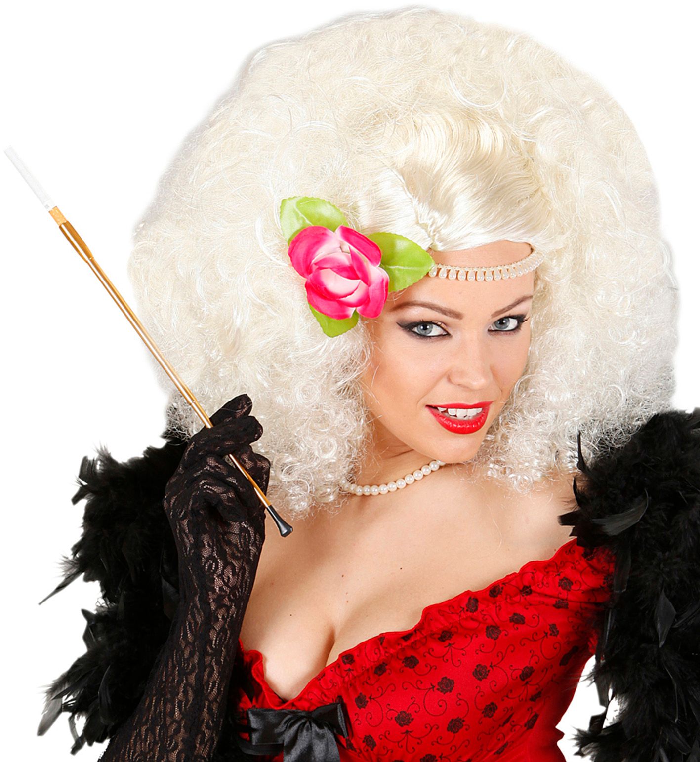 Jaren 20 Blonde Pruik met Bloem