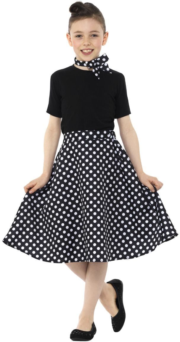 Jaren 50 Zwarte Polka Dot Rok