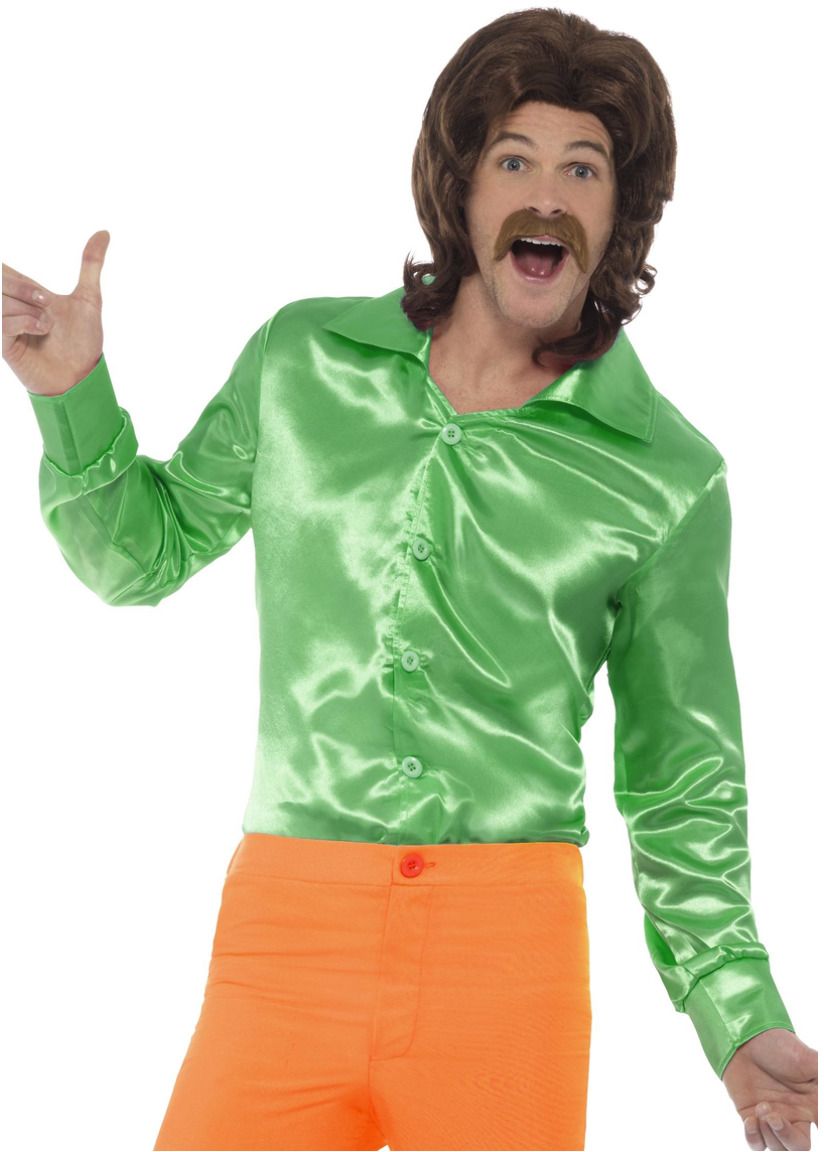 Jaren 60 Shirt Effen Groen