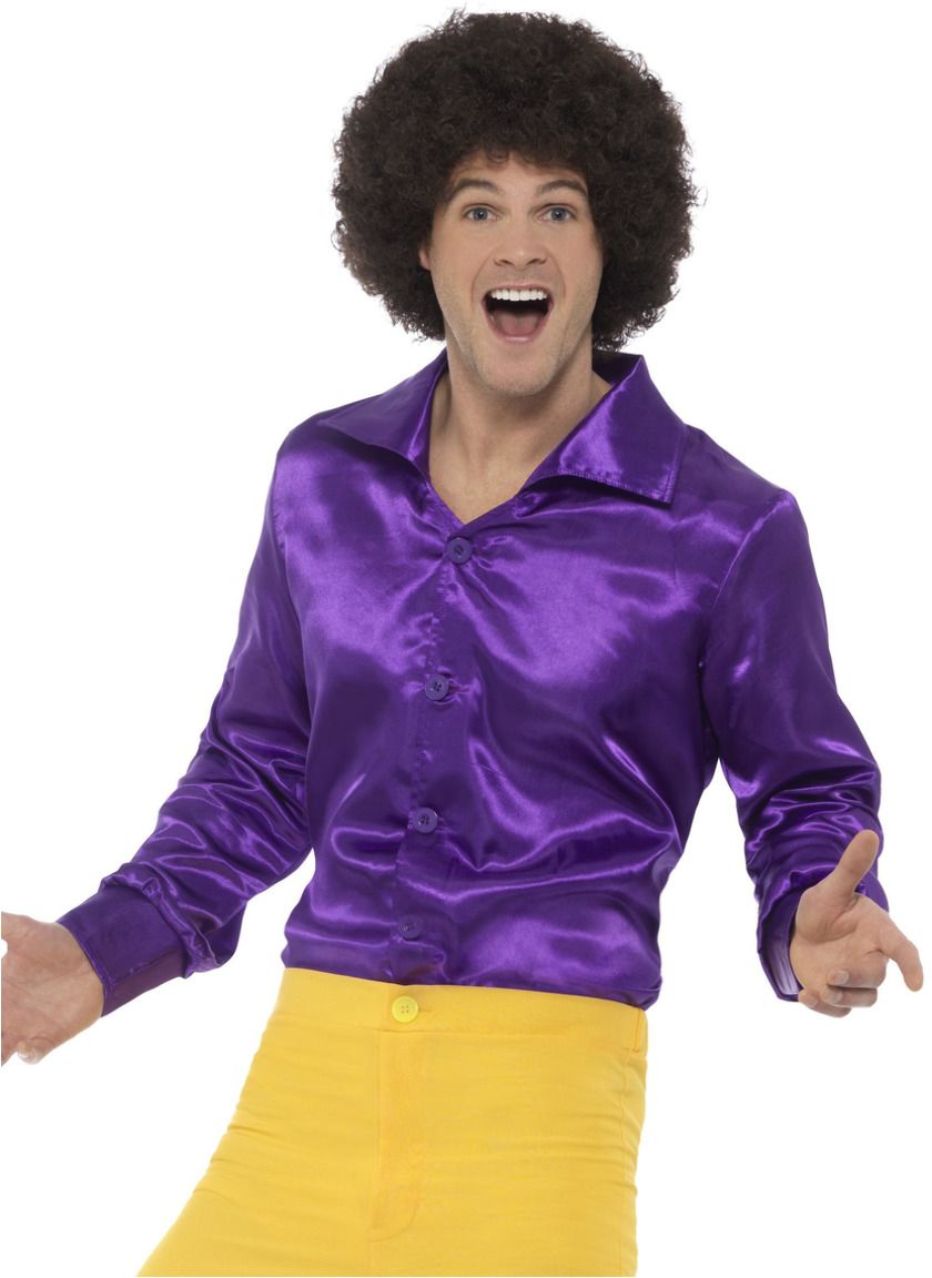 Jaren 60 Shirt Effen Paars