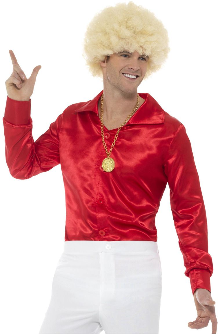 Jaren 60 Shirt Effen Rood