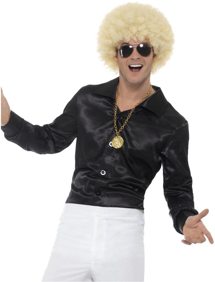 Jaren 60 Shirt Effen Zwart