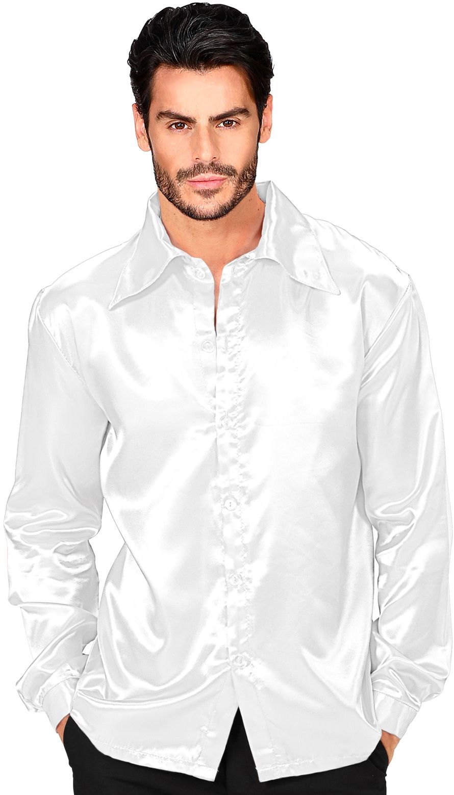 Jaren 70 Disco Shirt Wit