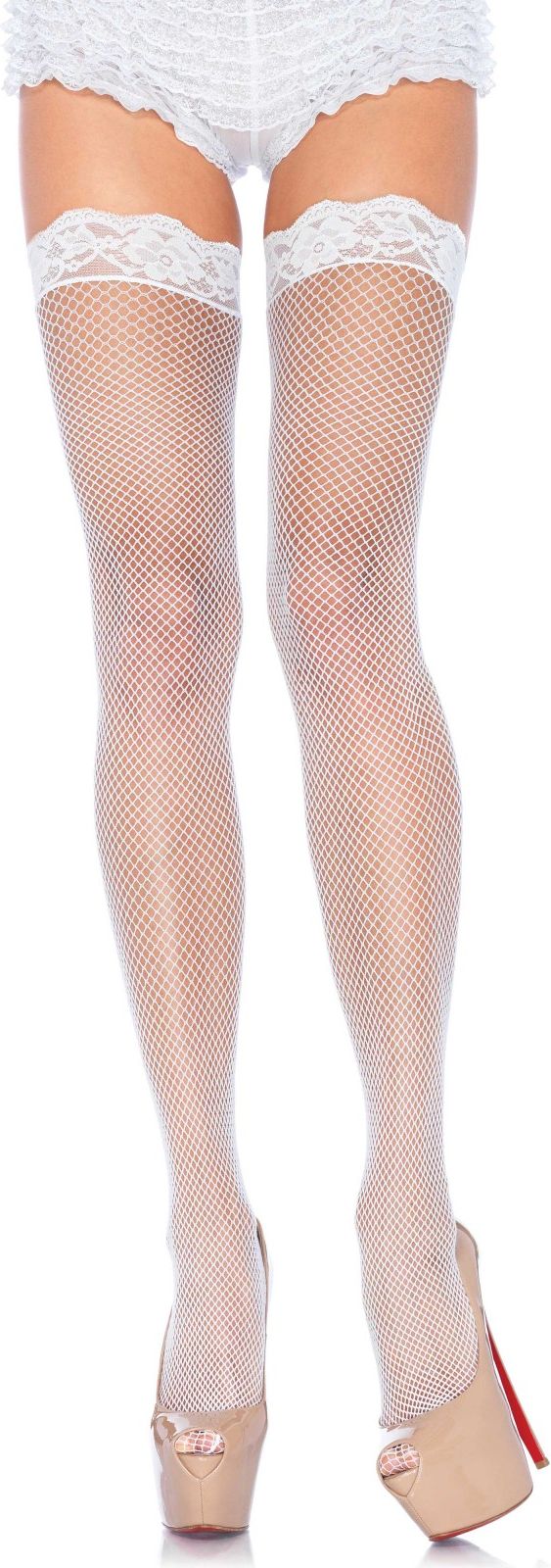 Jolie Visnet Kousen met Kant Wit