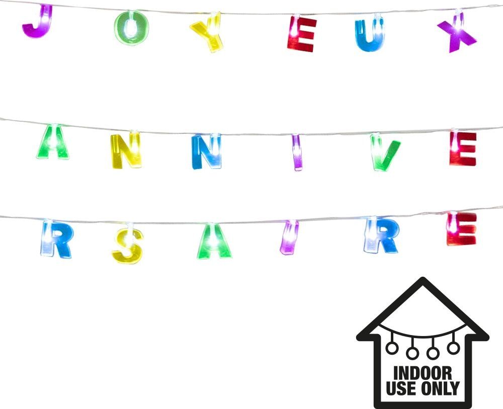 Joyeux Anniversaire' Led-Lichtsnoer Regenboog 200cm