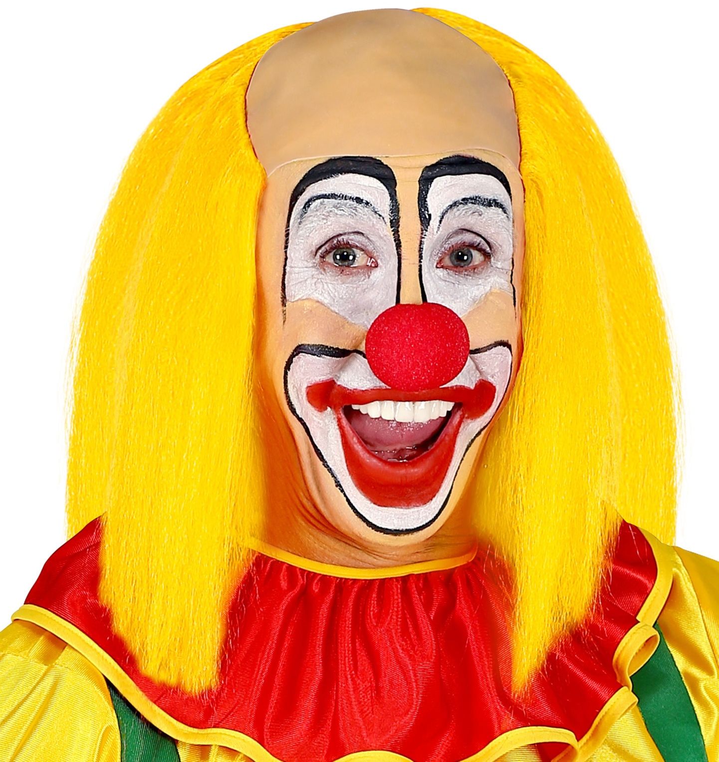 Kale Clown Pruik met Geel Haar